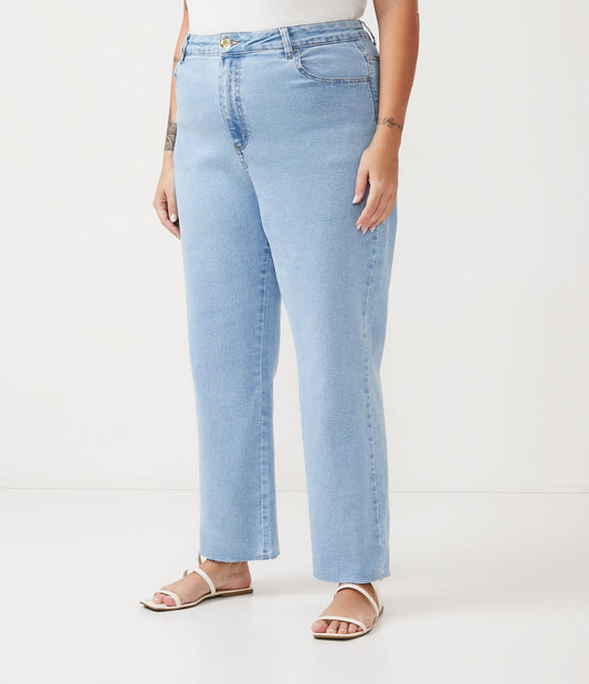 Jeans stretch a gamba dritta marmorizzati Curve e taglie forti Blu