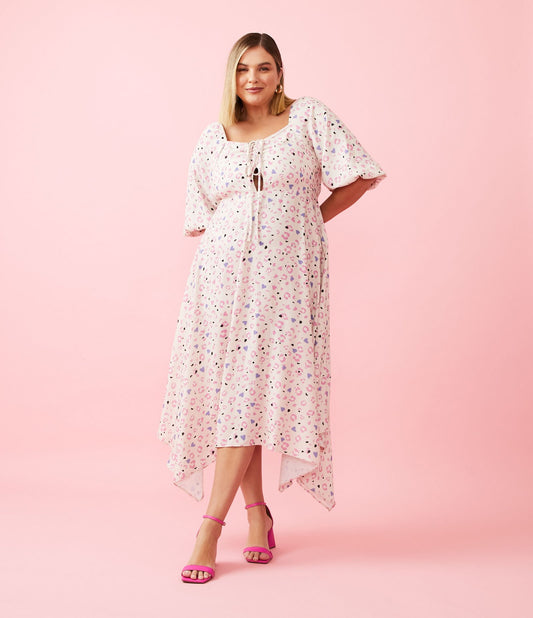 Vestido midi em crepe com estampa animal e decote com amarração, Curve & Plus Size, rosa