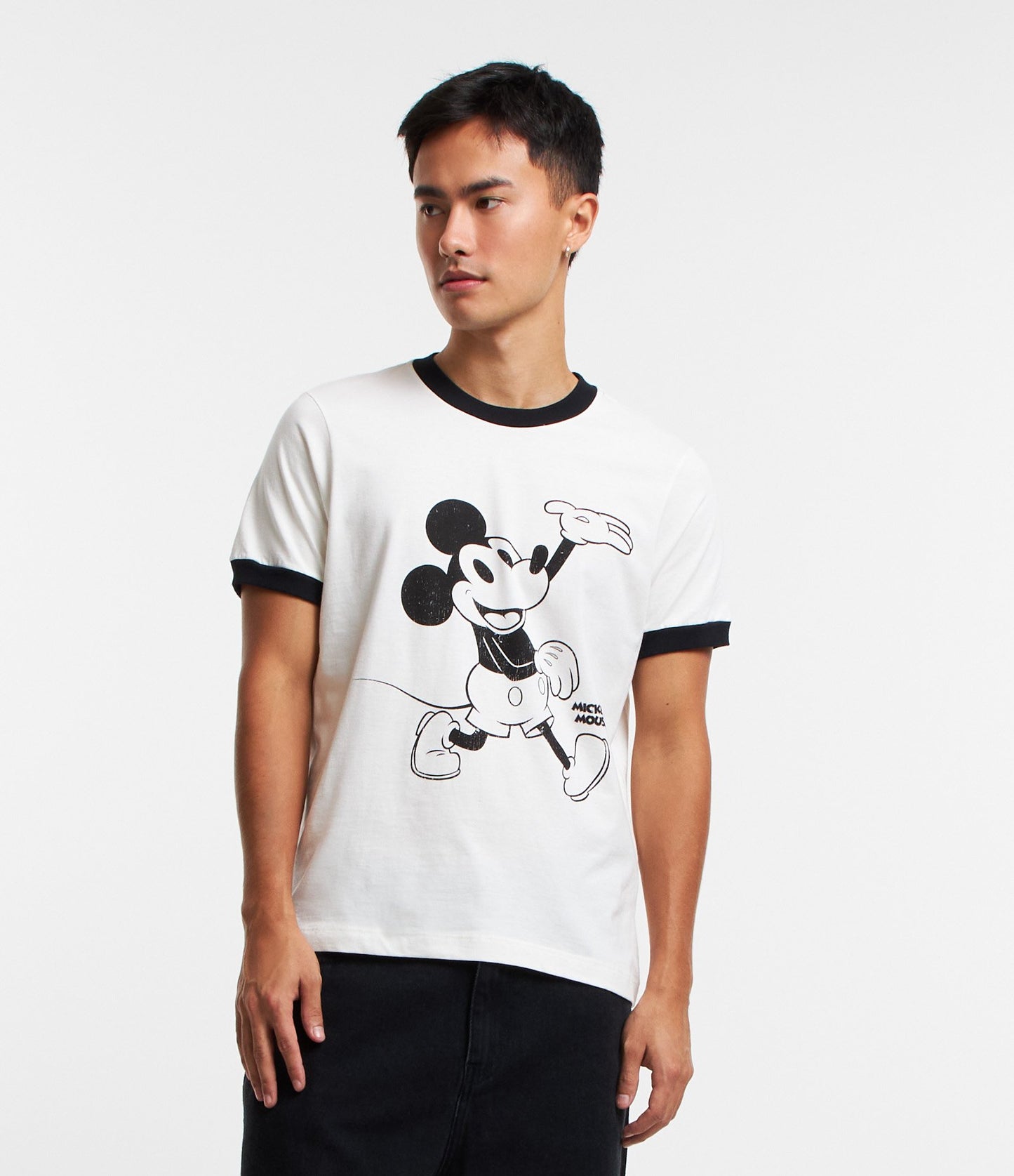 Camiseta Vintage Mickey Print Baby em algodão branco