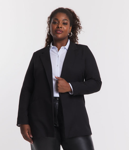 Blazer lungo in crepe sartoriale in taglie Curve e Plus Size - Nero