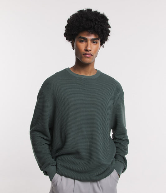 Jersey de punto texturizado a rayas verdes