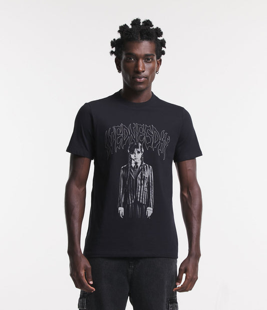 Camiseta Regular Fit em meia malha com estampa Black Wednesday