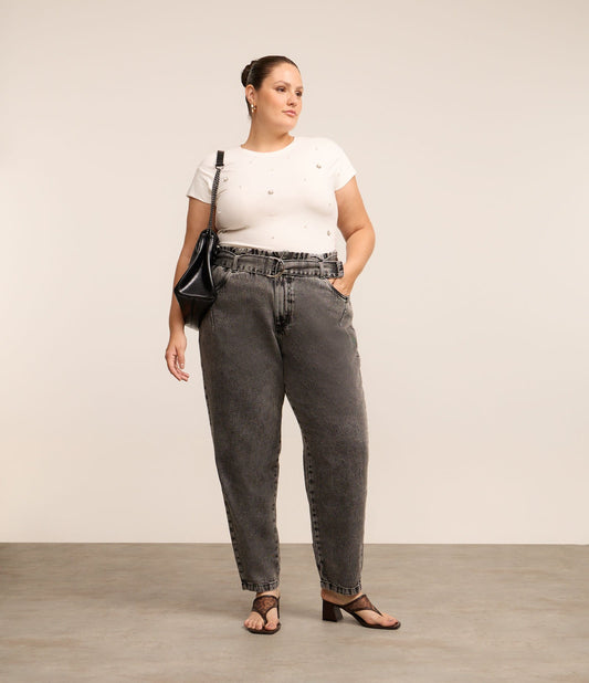 Pantaloni Clochard Jeans con cintura, taglie forti e taglie forti, nero