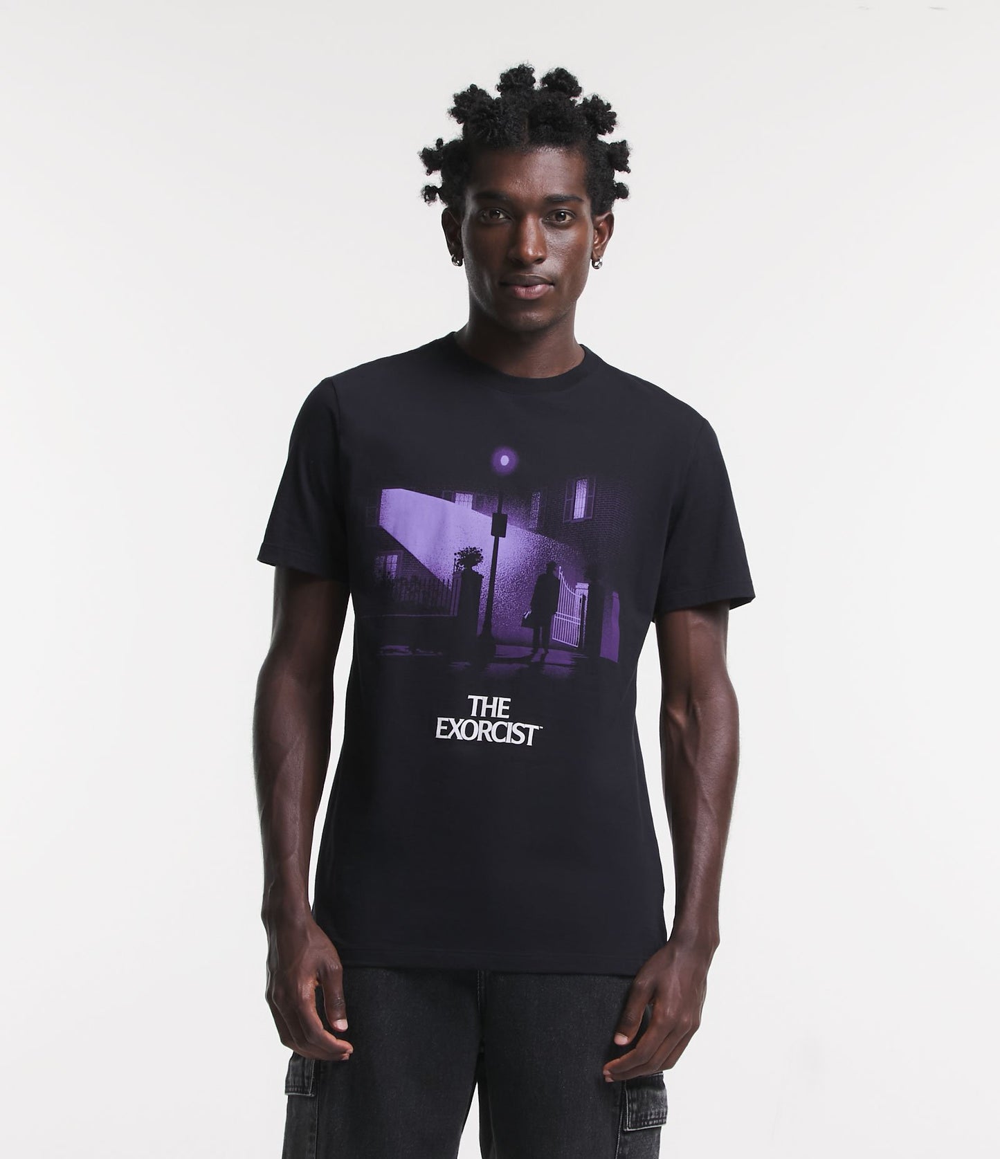 Comfort T-Shirt in Soft Knit with Vintage Exorcist Print - Black