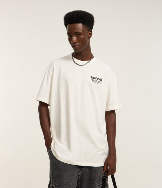 Camiseta relaxada de algodão com estampa divertida em branco