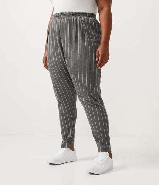 Pantaloni da ginnastica a gamba tesa con gessatura, Curve e taglie forti, grigio scuro
