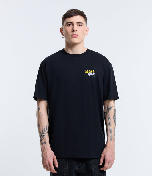Camiseta de algodão preta com estampa gráfica do Casper
