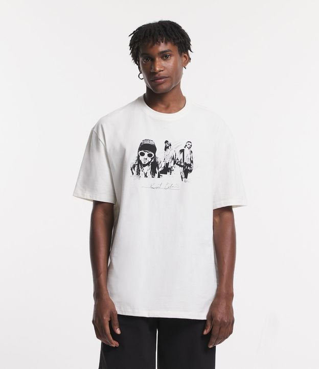 Camiseta relajada Off-White con estampado de Kurt Cobain