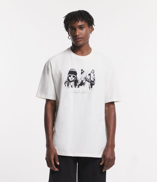 Maglietta Off-White rilassata con stampa di Kurt Cobain