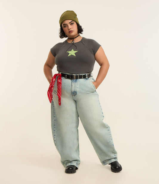 Jeans Barrel in Dirty Curve e Blu Plus Size