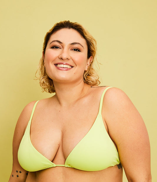 Top bikini a triangolo verde Curve e taglie forti in poliammide