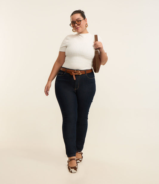 Calça jeans skinny básica com elástico, Curve e Plus Size, azul