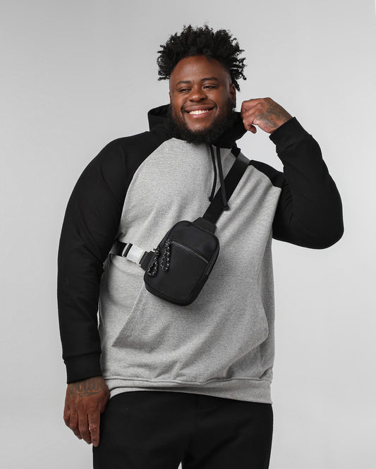 Moletom masculino com capuz Raglan Plus Size em preto | Original Plus da Riachuelo