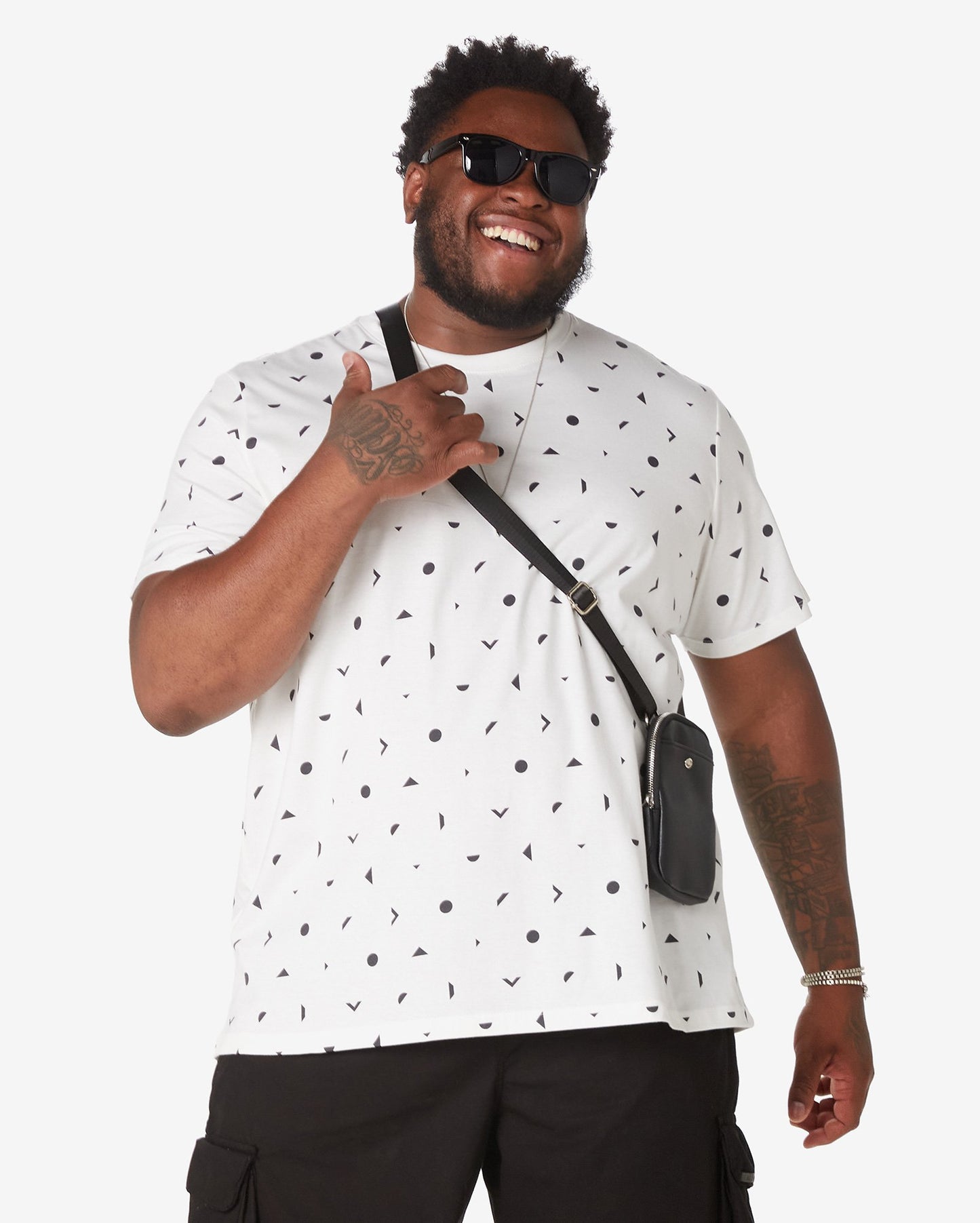 Maglietta a manica corta Geometric White da Allman, Riachuelo, uomo taglie forti