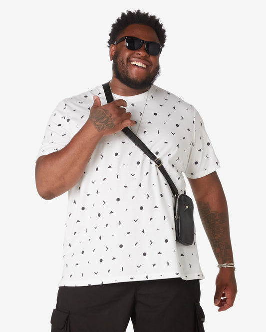 Maglietta a manica corta Geometric White da Allman, Riachuelo, uomo taglie forti