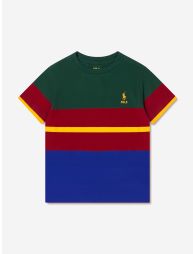 Camiseta con logo a rayas para niño