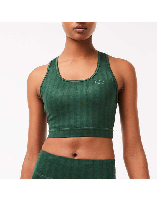 Reggiseno sportivo stampato verde Lacoste Donna