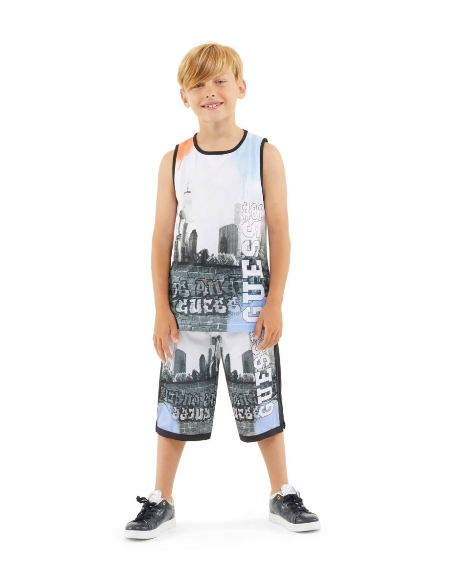 Shorts com estampa urbana multicolorida para meninos