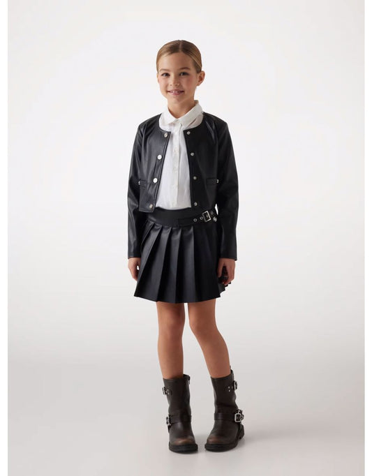 Chaqueta de piel sintética negra para niña