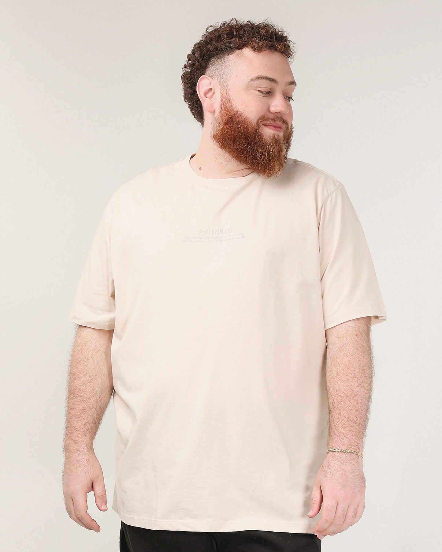Camiseta masculina Plus Size Regular Fit Wellbeing Beige | Original Plus By Riachuelo