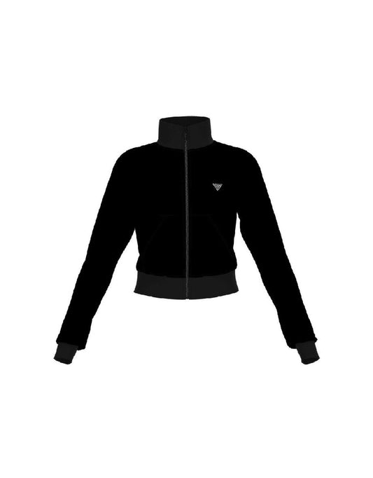 Top giacca con zip in velluto nero