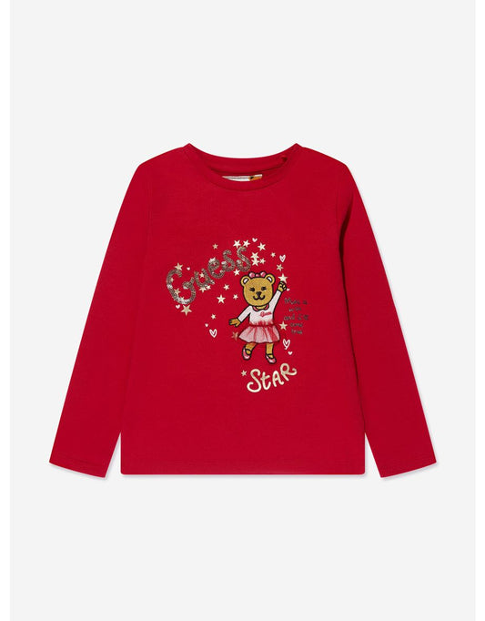 Camiseta roja de manga larga para niña