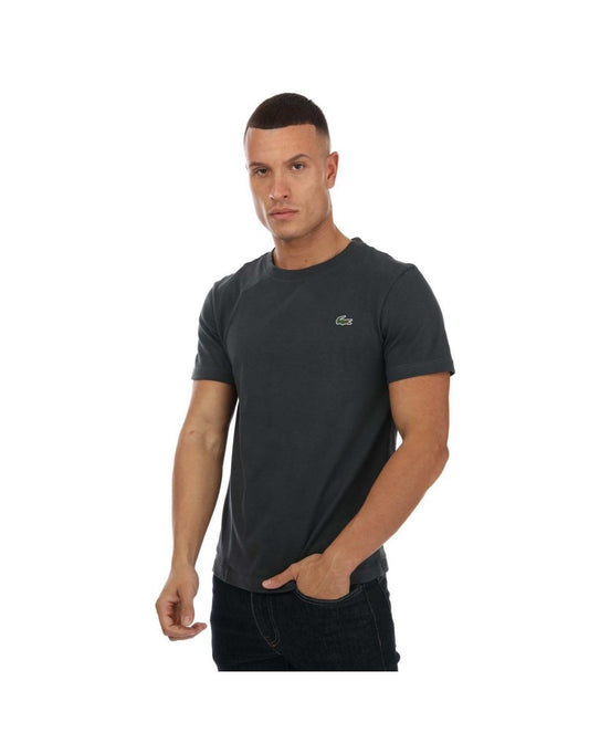 Maglietta Lacoste da uomo in cotone a righe nere