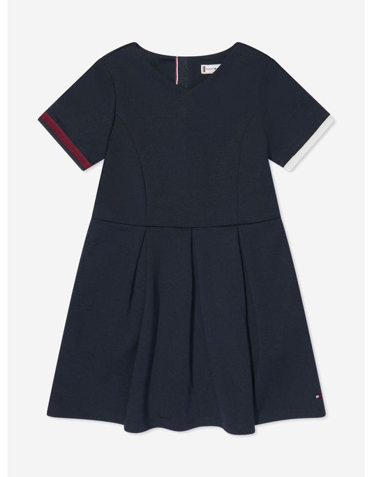Vestido Punto Raya Global Niña en Azul Marino