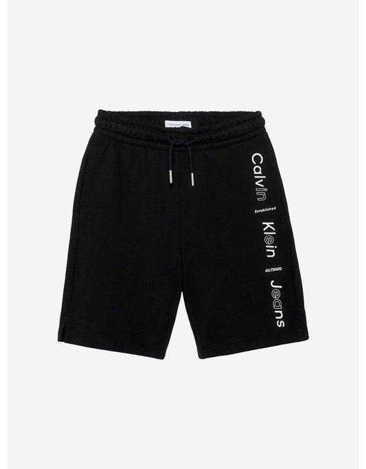 Pantalones cortos Calvin Klein Boys' Relaxed Fit Maxi Logo en negro