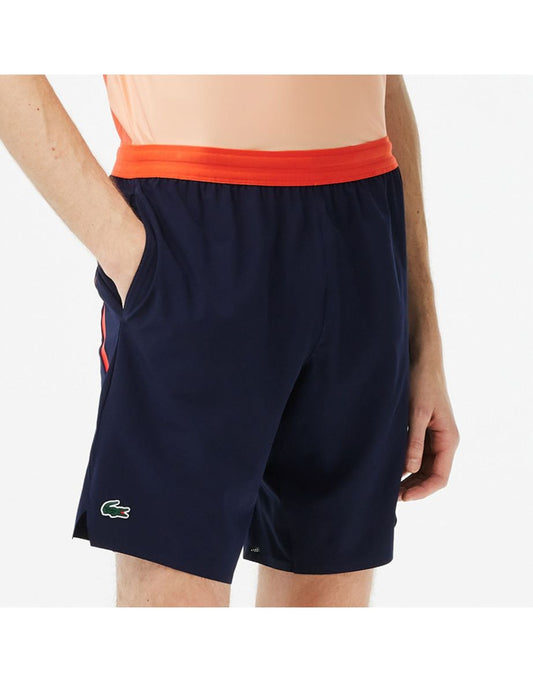 Pantaloncini Lacoste Tennis Taffeta da uomo in blu - Collezione Novak Djokovic