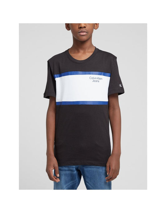 Maglietta Calvin Klein Boys' Junior Stack Block - Nero
