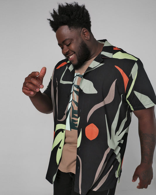 Men's Plus Size Black Abstract Print Shirt | Allman By Riachuelo