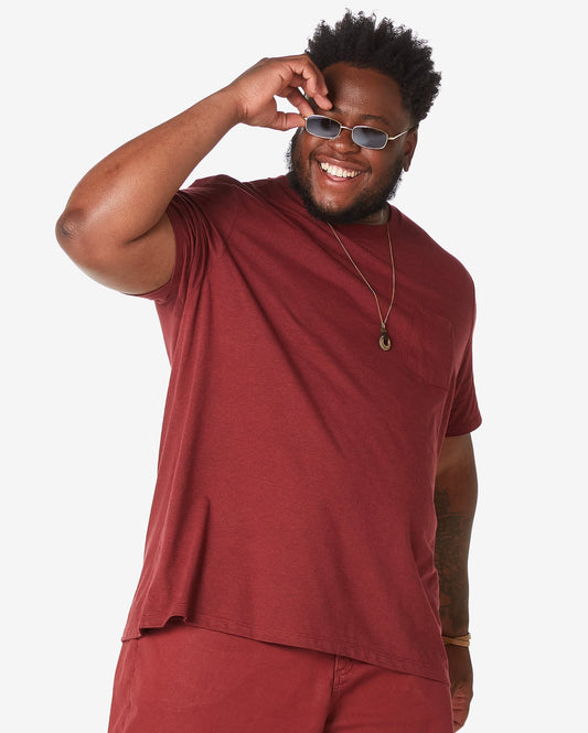 Men's Plus Size Short Sleeve T-Shirt with Pocket in Terracotta Red - Allman by Riachuelo