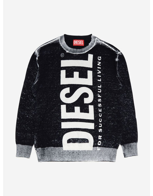 Maglione Pullover a maglia rasata nero da ragazzo