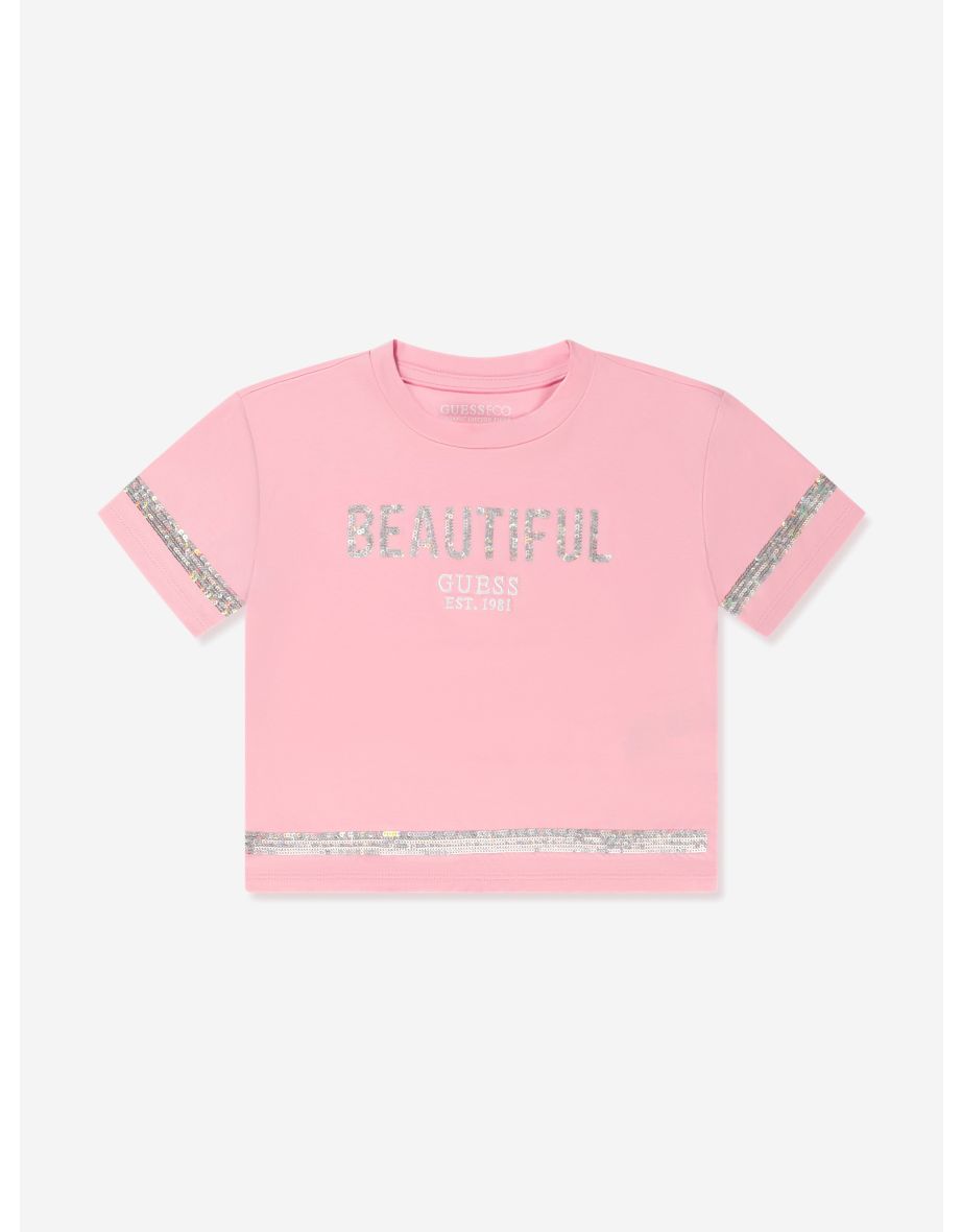 Camiseta estampada Beautiful de niña en rosa