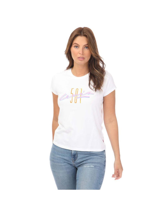 Maglietta Levi's Authentic Graphic da donna in bianco