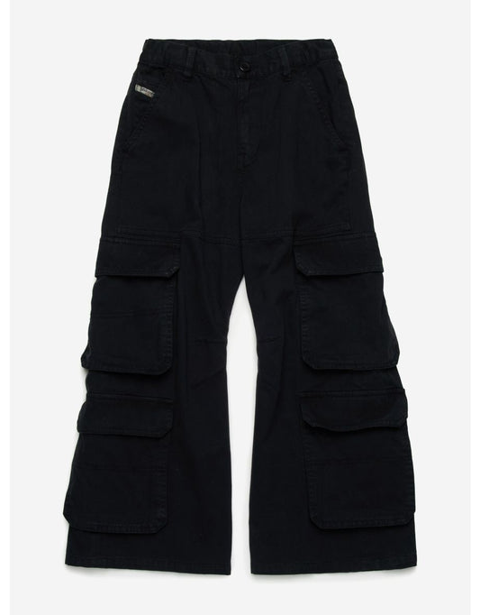 Pantaloni Cargo neri a gamba larga da bambina