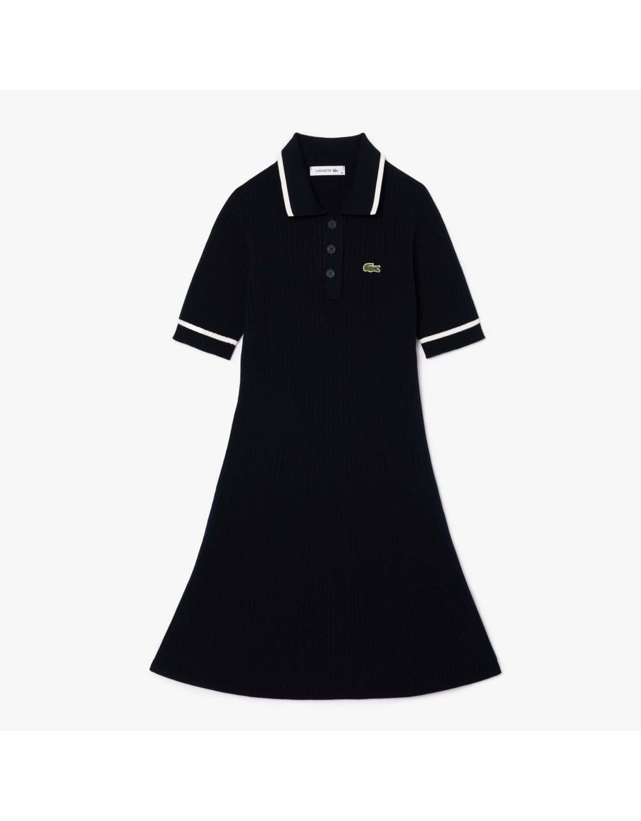 Vestido polo feminino sem costura 3D da Lacoste - Azul