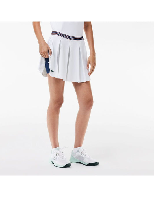 Saia feminina Lacoste White Piqué Tennis Skirt