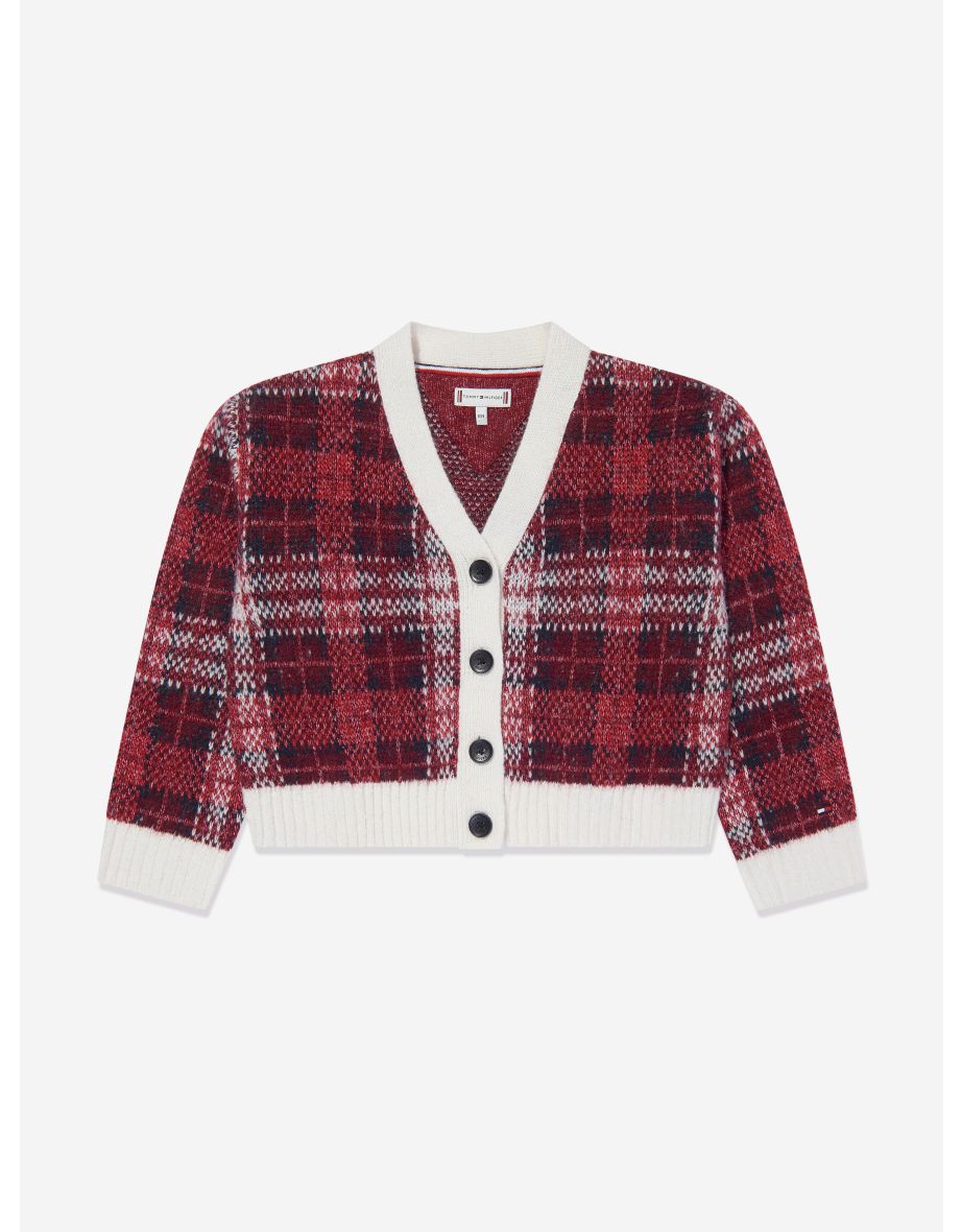 Chaqueta roja de tartán para niña