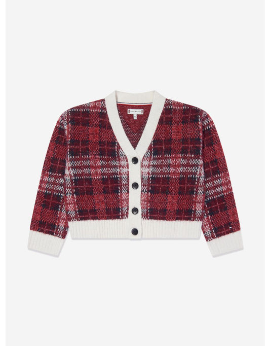 Chaqueta roja de tartán para niña
