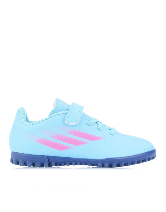 Chuteiras de futebol de grama Adidas Junior X Speedflow.4 para meninos em azul