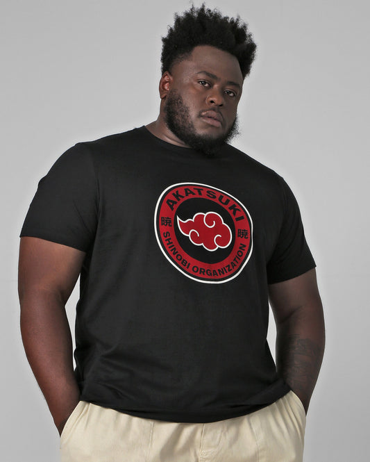 Men's Plus Size Akatsuki Black T-Shirt | Naruto