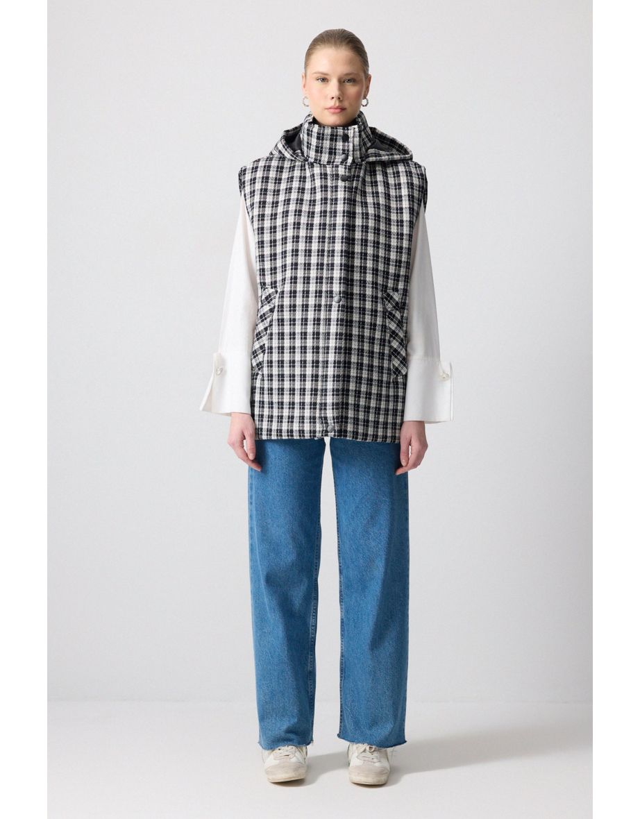 Gilet gonfiabile con cappuccio a quadri