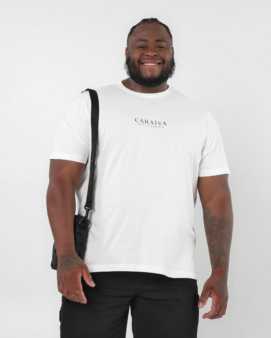Maglietta uomo plus size bianca con scritta Caraíva | Original Plus by Riachuelo
