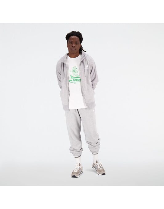 Jaqueta masculina New Balance Essentials Stacked Logo French Terry - Cinza