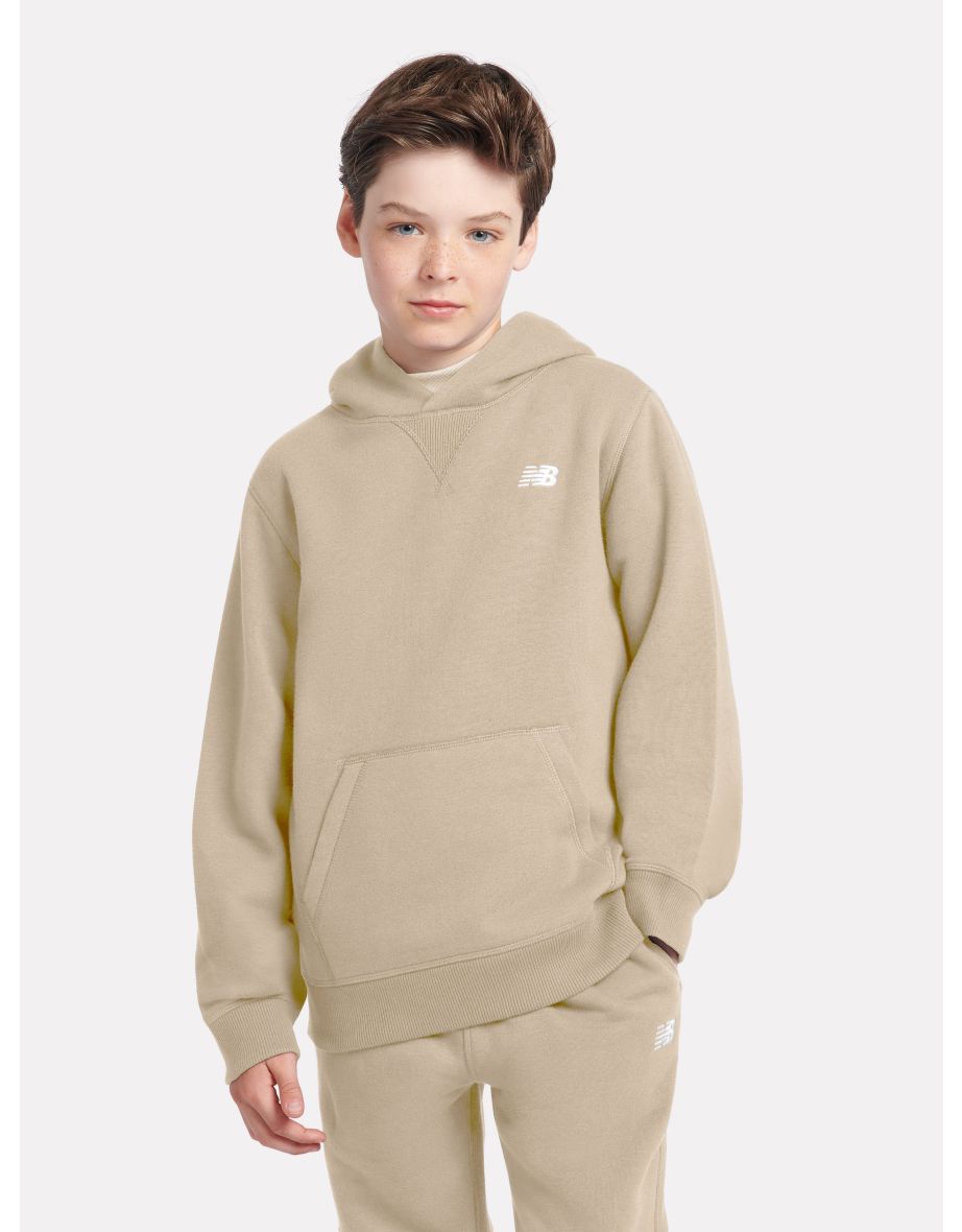 Felpa con cappuccio beige da ragazzo con logo piccolo