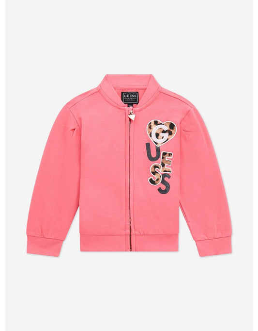 Camiseta con cremallera y logotipo rosa para niña