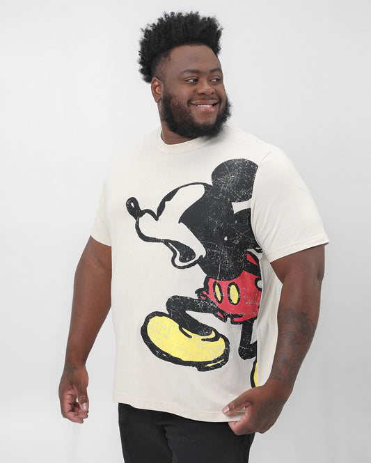 Camiseta masculina plus size do Mickey Mouse Bege | Disney