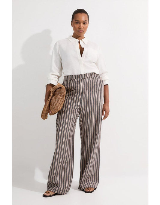Pantaloni sartoriali a gamba larga in lino scintillante Plus Size